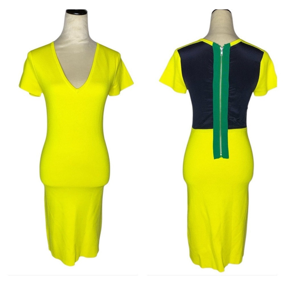 Yigal Azrouel Yellow and Blue Dress